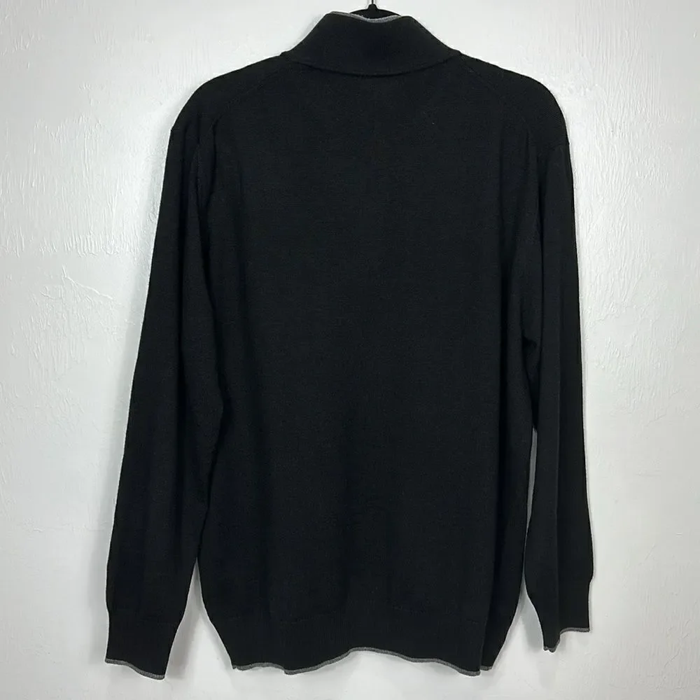 Gianni Marcelo Fine Merino Wool Blend 1/4 Zip Double Mock Neck Size XL